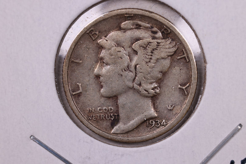 1934 Mercury Silver Dime., Extra Fine., Store