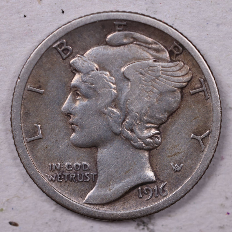 1916 Mercury Silver Dime., Very Fine., Store