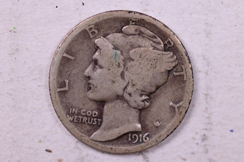 1916-S Mercury Silver Dime., Very Good., Store