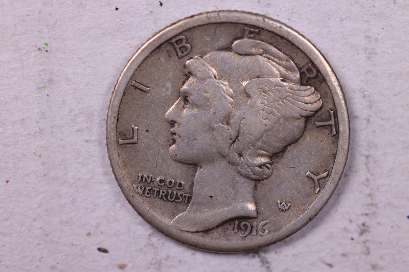 1916-S Mercury Silver Dime., Fine., Store