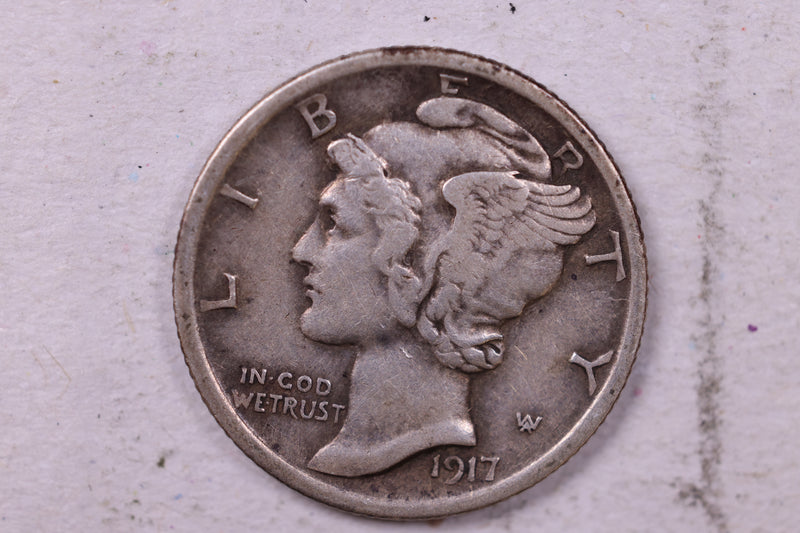 1917 Mercury Silver Dime., Extra Fine., Store