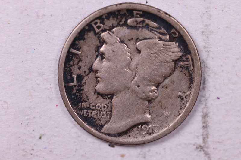 1917 Mercury Silver Dime., Very Fine., Store