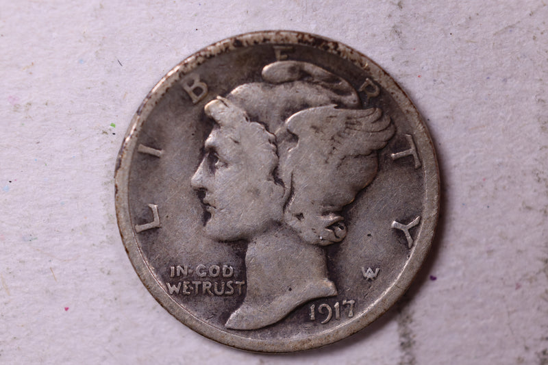 1917 Mercury Silver Dime., Fine., Store