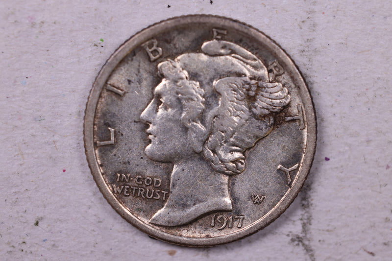 1917-D Mercury Silver Dime., A.U., Store