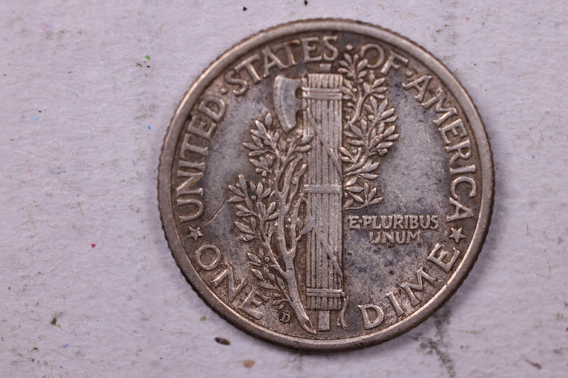 1917-D Mercury Silver Dime., A.U., Store