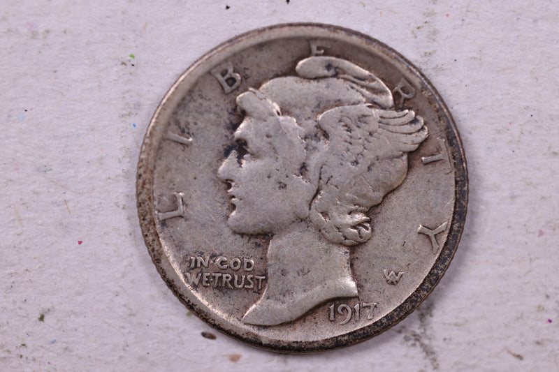 1917-D Mercury Silver Dime., Fine., Store