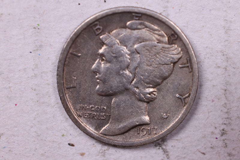 1917-S Mercury Silver Dime., Very Fine., Store