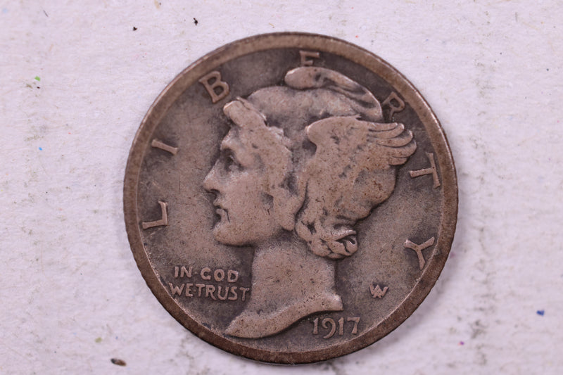 1917-S Mercury Silver Dime., Very Fine., Store