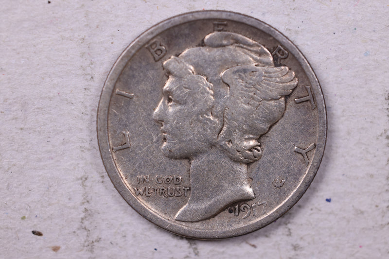 1917-S Mercury Silver Dime., Very Fine., Store