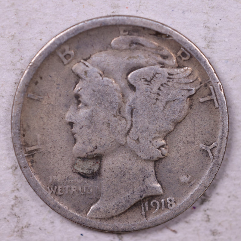 1918 Mercury Silver Dime., Very Good., Store