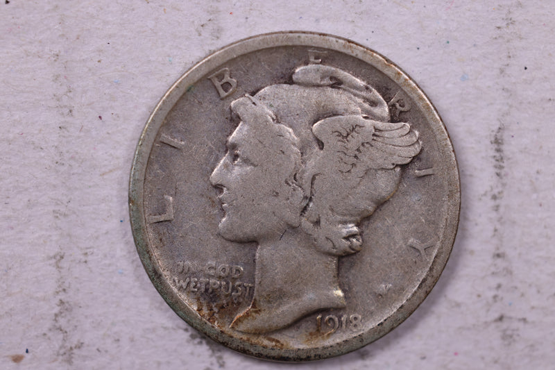 1918 Mercury Silver Dime., Very Good., Store