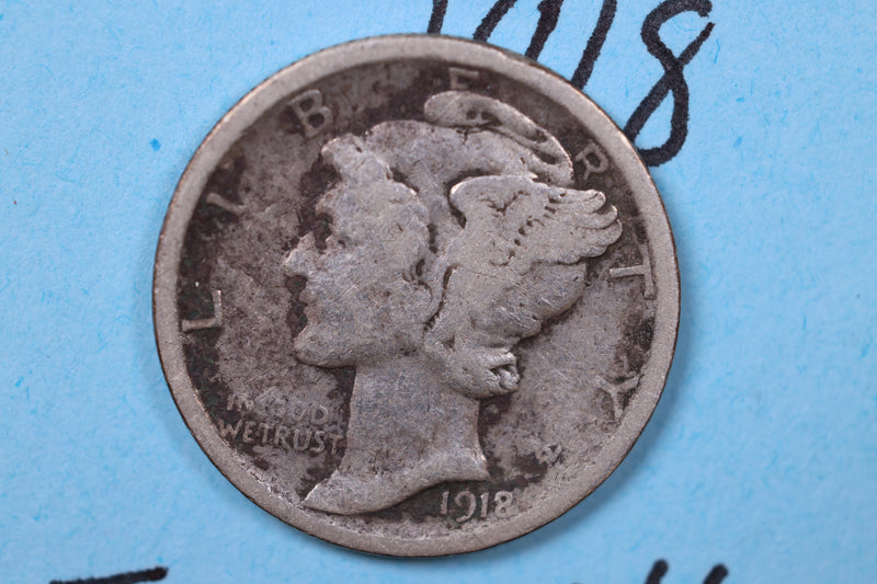 1918 Mercury Silver Dime., Very Good., Store