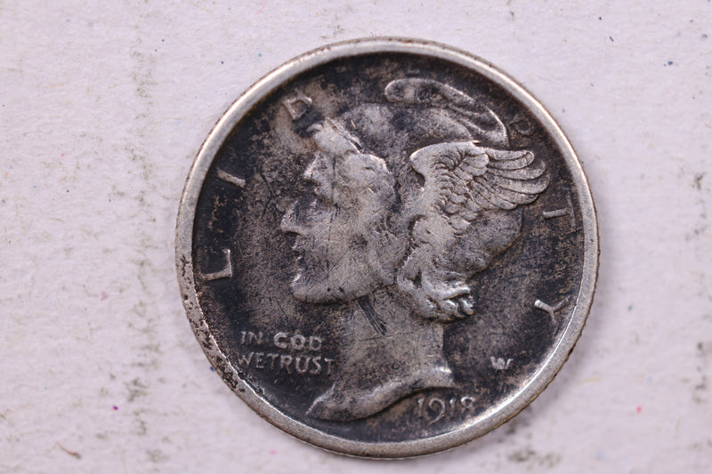 1918-S Mercury Silver Dime., Very Fine., Store