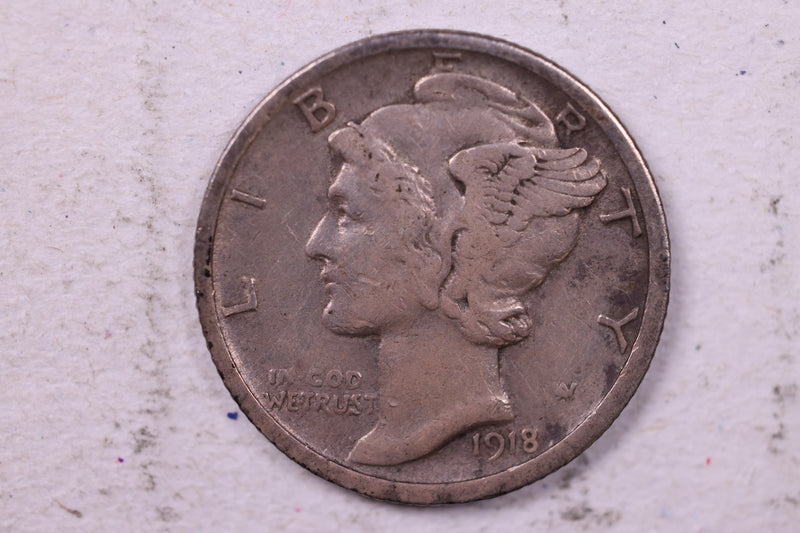 1918-S Mercury Silver Dime., Very Fine., Store