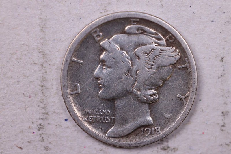 1918-S Mercury Silver Dime., Fine., Store