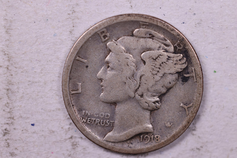 1918-S Mercury Silver Dime., Fine., Store