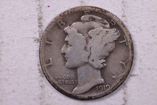 1919 Mercury Silver Dime., Very Good., Store  #19755