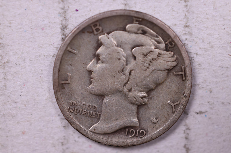 1919 Mercury Silver Dime., Fine., Store