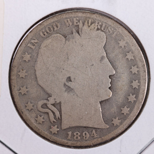 1894 Barber Silver Half Dollar., Good., Circulated Coin., Store #HR133