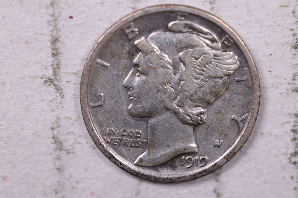 1919 Mercury Silver Dime., Fine., Store  #19758