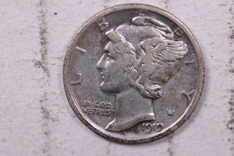 1919 Mercury Silver Dime., Fine., Store