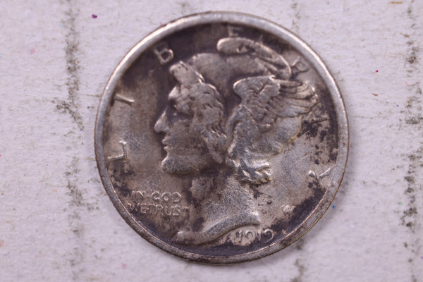 1919-D Mercury Silver Dime., Very Fine., Store  #19762