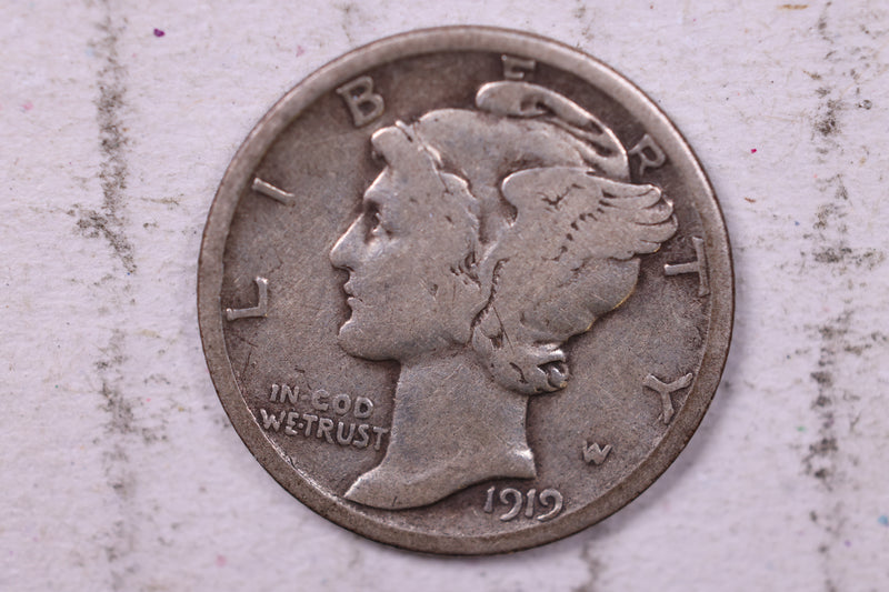 1919-D Mercury Silver Dime., Fine., Store