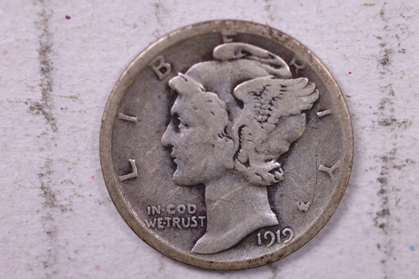 1919-D Mercury Silver Dime., Fine., Store  #19765