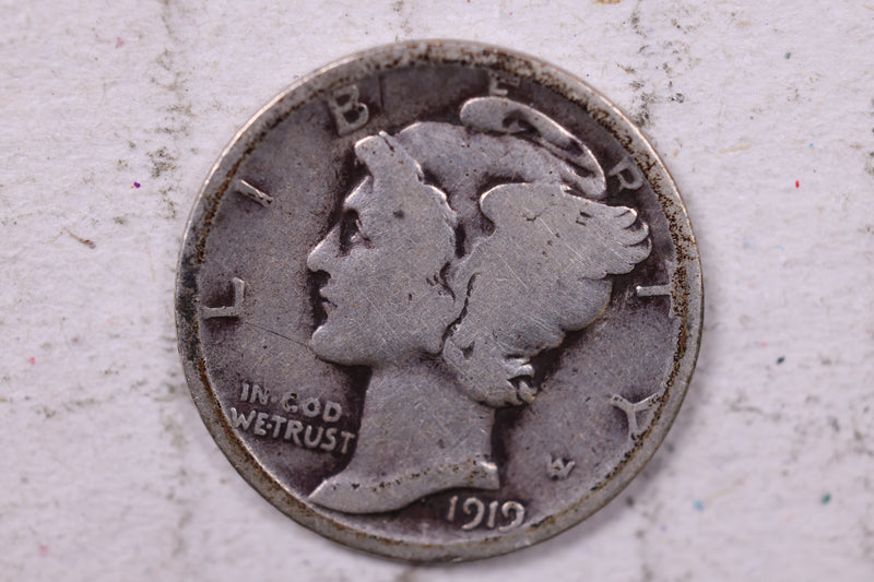 1919-D Mercury Silver Dime., Very Good., Store