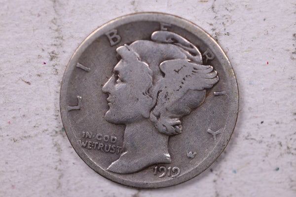 1919-D Mercury Silver Dime., Good., Store  #19769