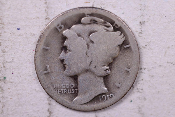 1919-S Mercury Silver Dime., About Good., Store  #19774