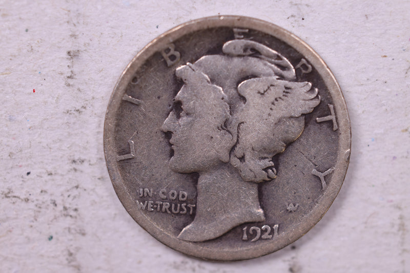 1921 Mercury Silver Dime., Very Good+., Store