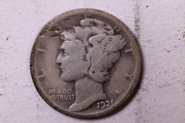 1921 Mercury Silver Dime., Very Good+., Store  #19807