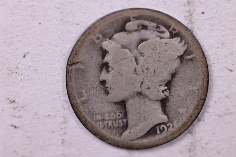 1921 Mercury Silver Dime., About Good., Store