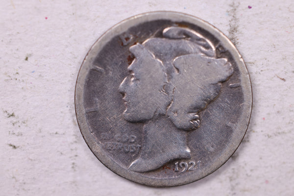 1921 Mercury Silver Dime., About Good., Store  #19821