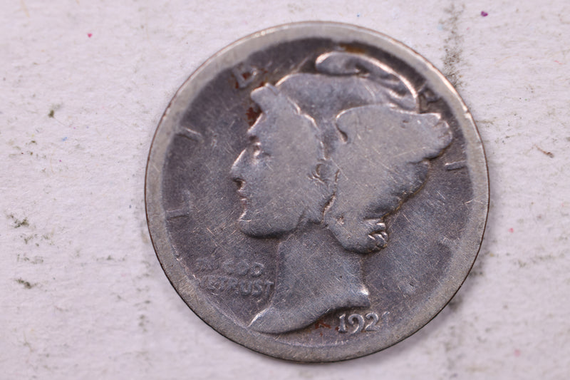 1921 Mercury Silver Dime., About Good., Store