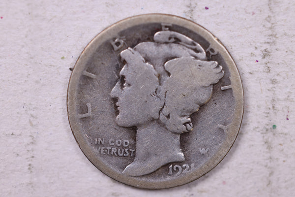 1921 Mercury Silver Dime., About Good., Store  #19823