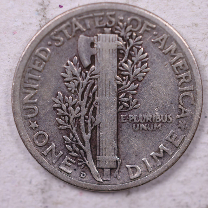 1921-D Mercury Silver Dime., Fine., Store