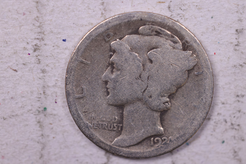 1921-D Mercury Silver Dime., About Good, Store