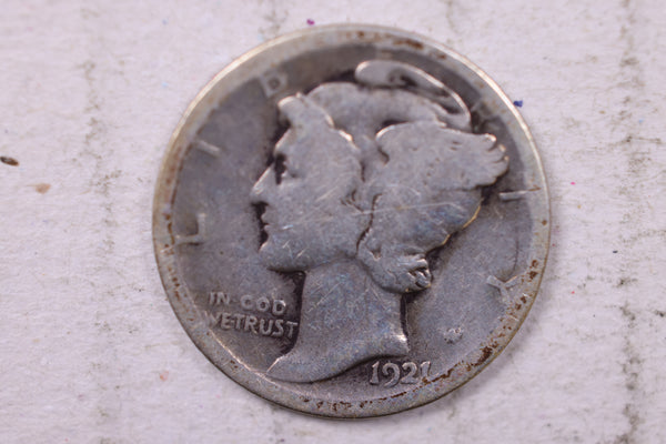 1921-D Mercury Silver Dime., Good, Store  #19841