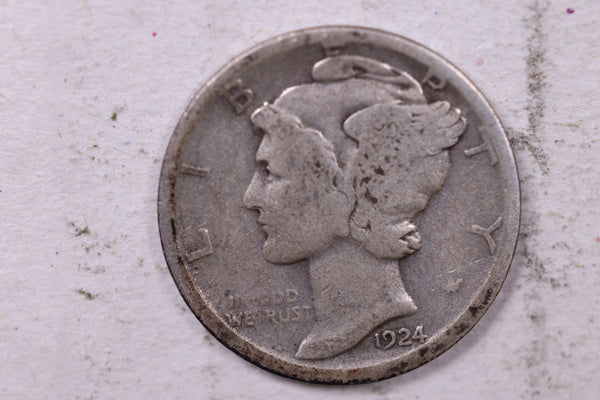 1924-D Mercury Silver Dime., Very Good, Store  #19859