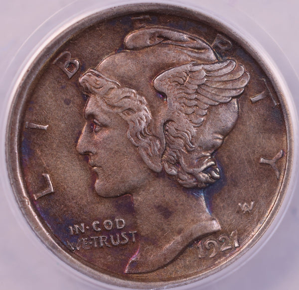 1921-D Mercury Silver Dime., ANACS AU53, Store #586