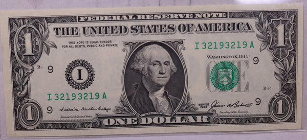 1988-A, $1., F.R.N., Repeater Serial Nr., Crisp Uncirculated., Store #0733