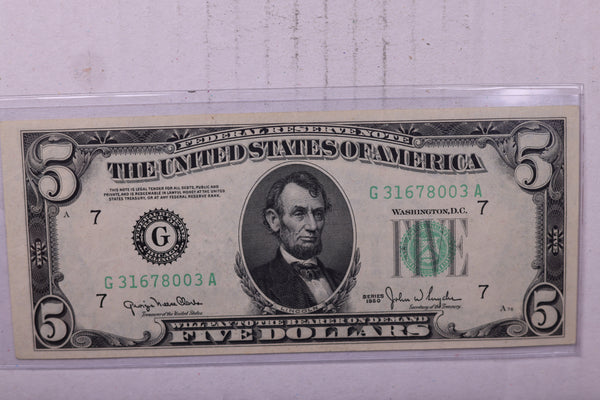 1950, $5., Federal Reserve Note., Circulated., Store #0751