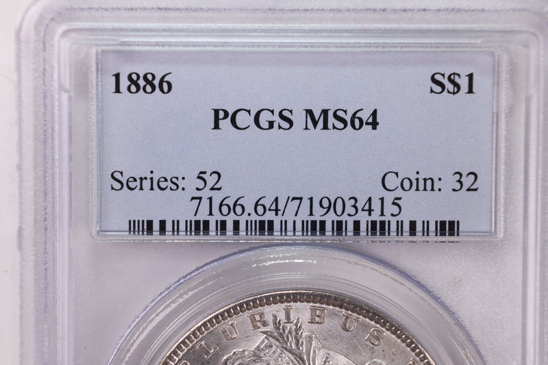 1886 Morgan Silver Dollar., Collectible Coin., PCGS MS64., GDR002