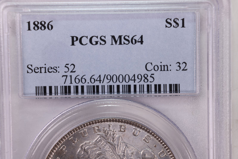 1886 Morgan Silver Dollar., Collectible Coin., PCGS MS64., GDR009