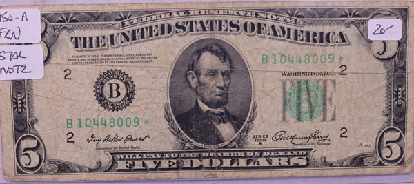 1950 A, $5., Federal Reserve Note., Circulated., Store #0761