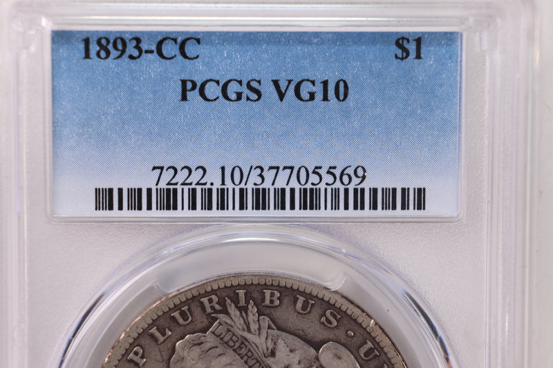 1893-CC Morgan Silver Dollar., Collectible Coin., PCGS VG-8., STORE