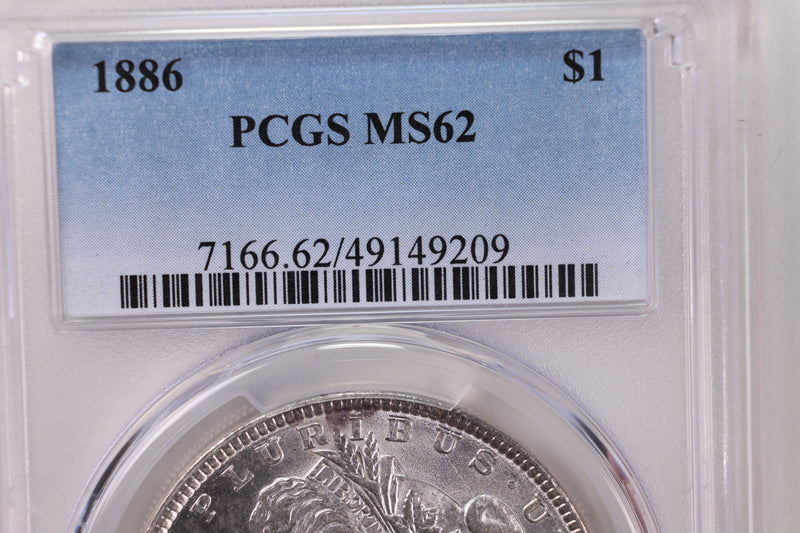 1886 Morgan Silver Dollar., Collectible Coin., PCGS MS-62., STORE