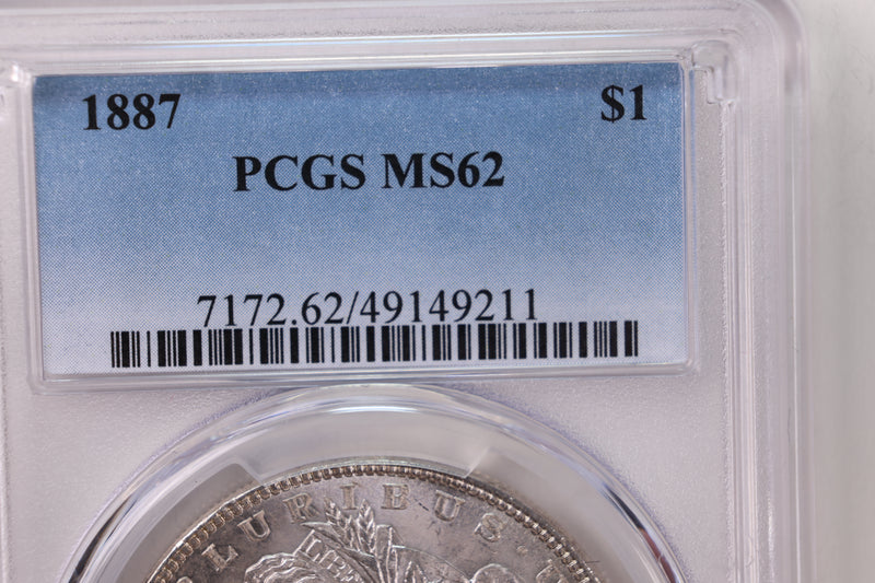 1887 Morgan Silver Dollar., Collectible Coin., PCGS MS-62., STORE